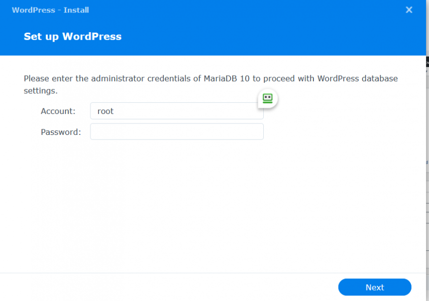 WordPress on Synology: Set up WordPress