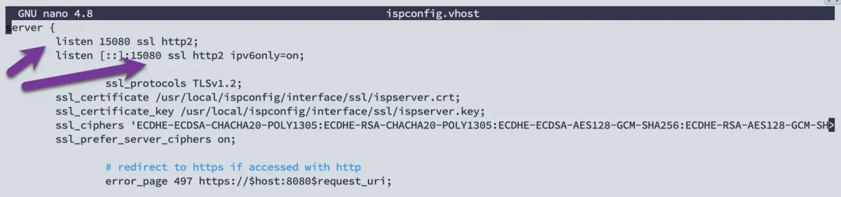 change ispconfig port