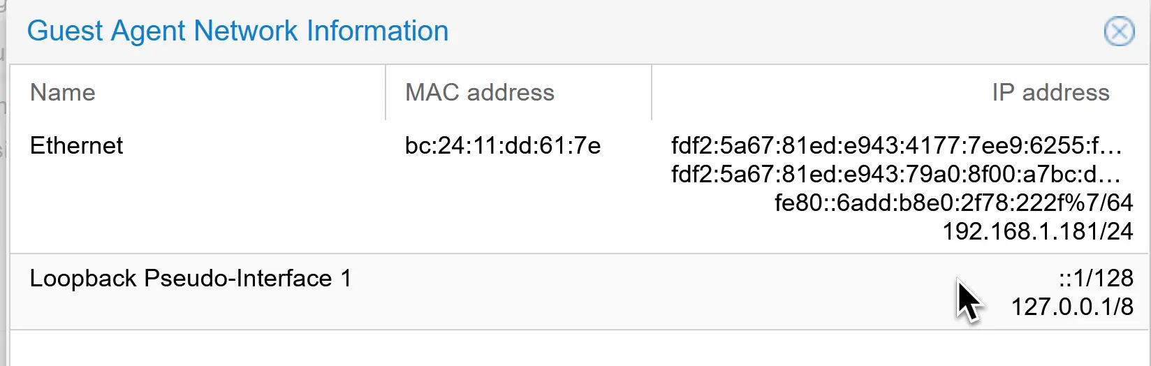 Proxmox Guest Agent Network Information
