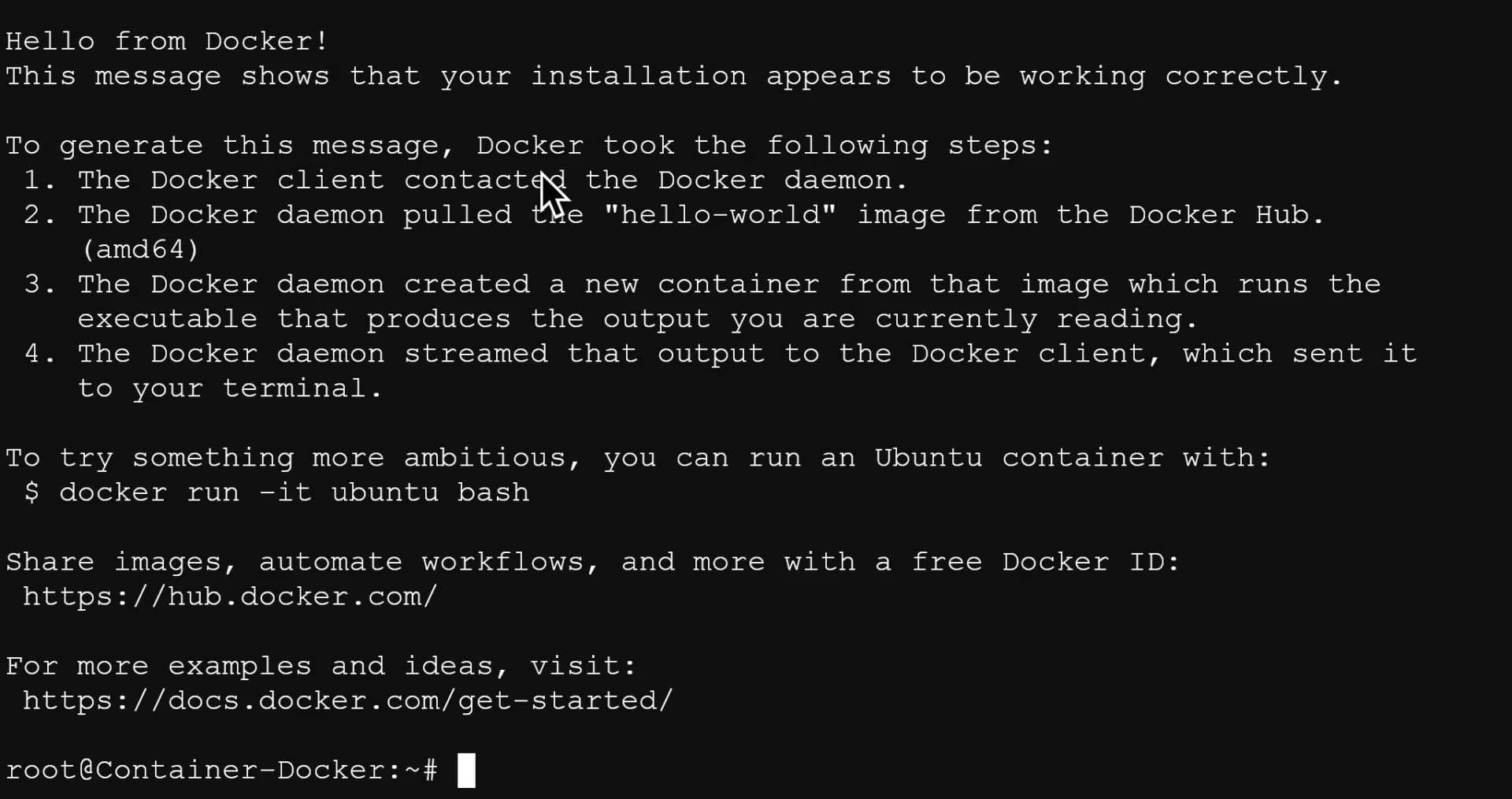 Hello World Docker on Proxmox Container is installed!
