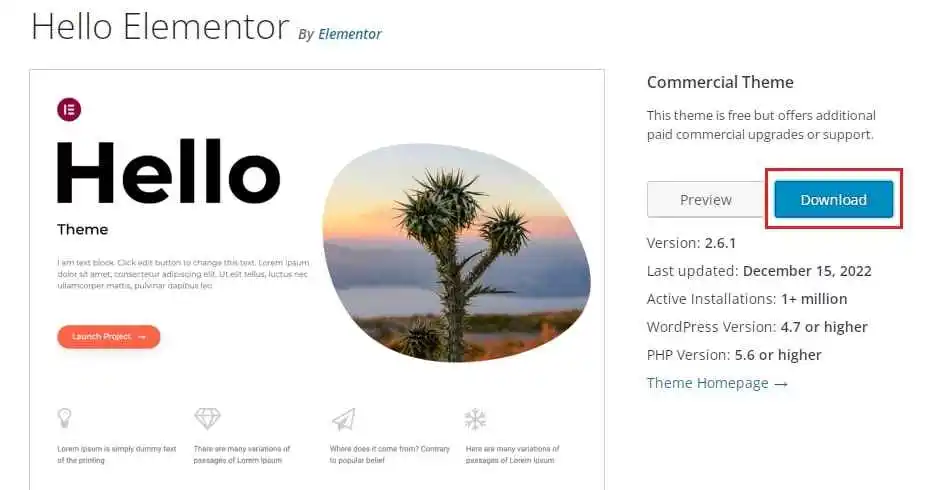 Download the Hello Theme