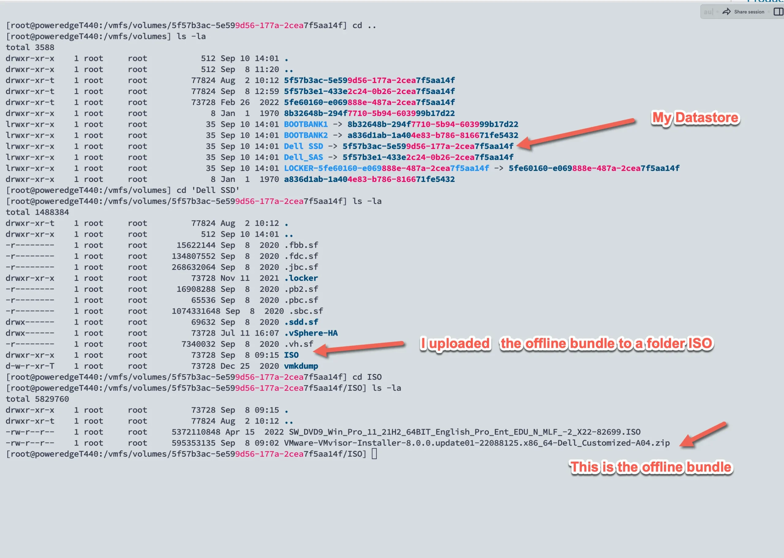 ESXi location of the ZIP Offline Bundle