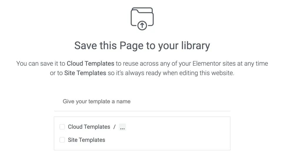 Elementor Cloud Template - Save this page to your library