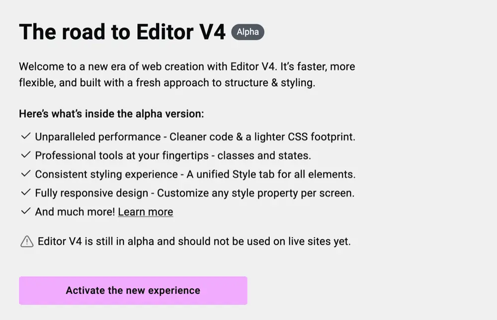 Elementor Editor V4 Alpha