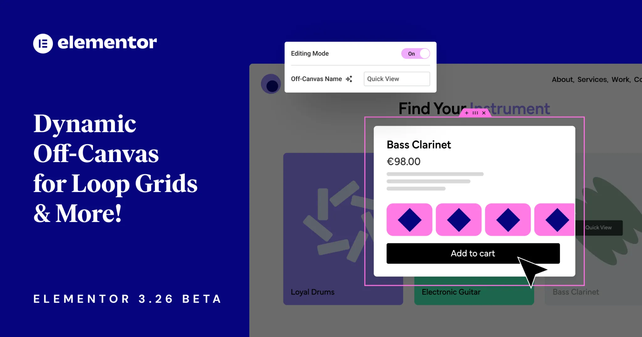 Elementor Off canvas loop grid