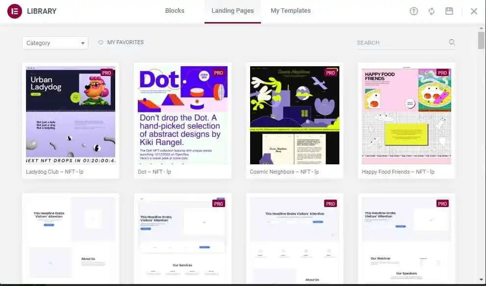 Elementor Pre Designed Templates