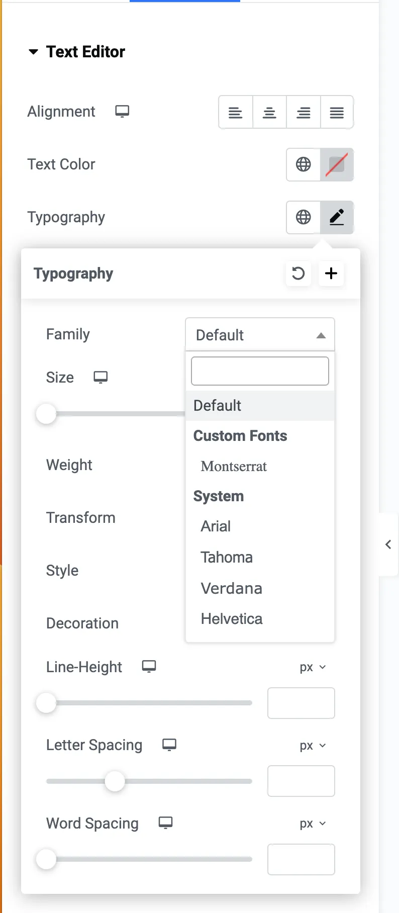 Elementor Pro selecting custom font
