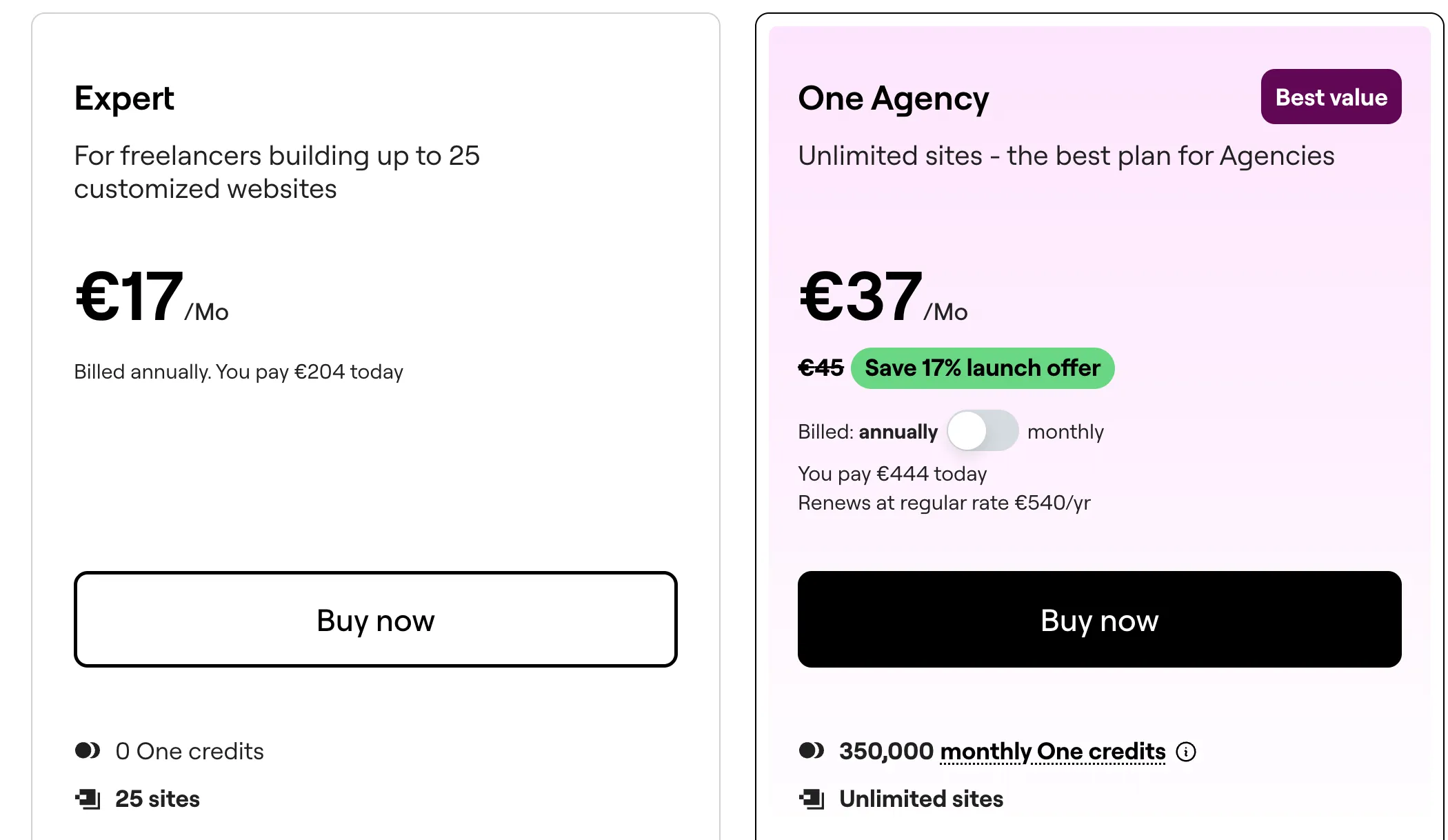 Elementor pricing - building for clients