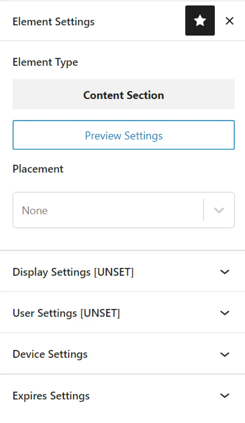 Kadence Elements settings