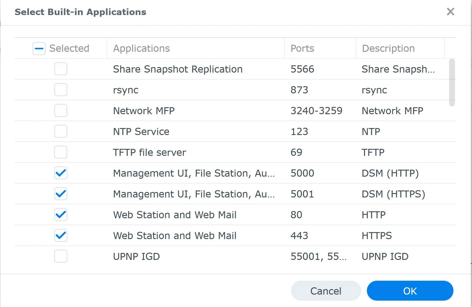 Firewall rules for Synology Applications