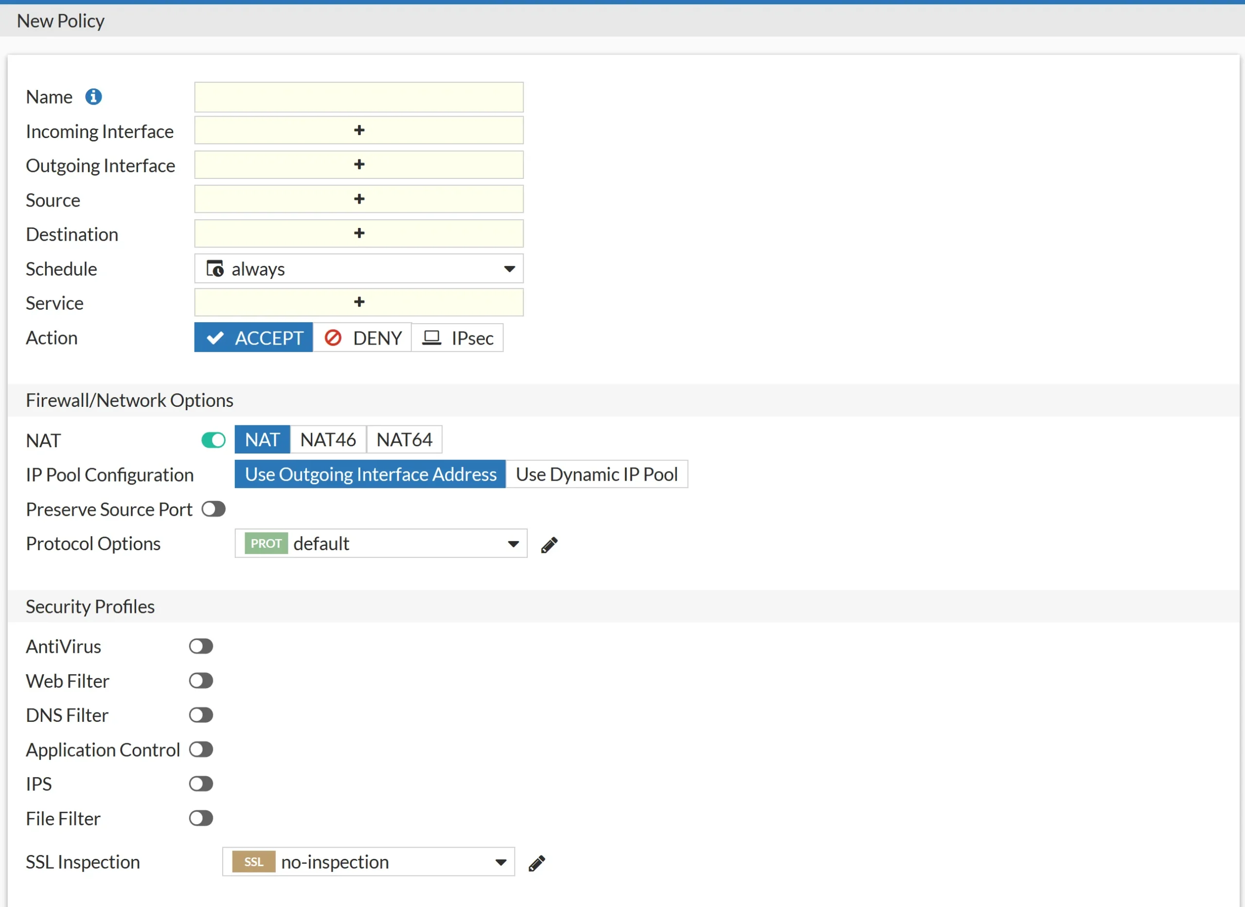 Fortigate firewall policy