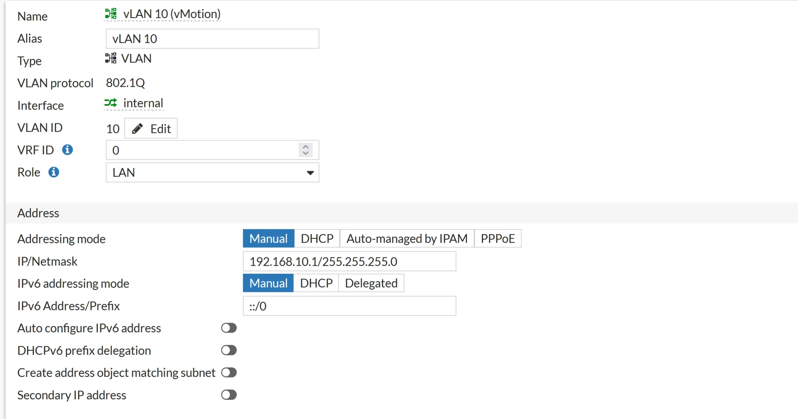 Fortigate vlan interface configuration