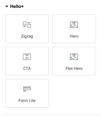 Hello Biz widgets in Elementor editor