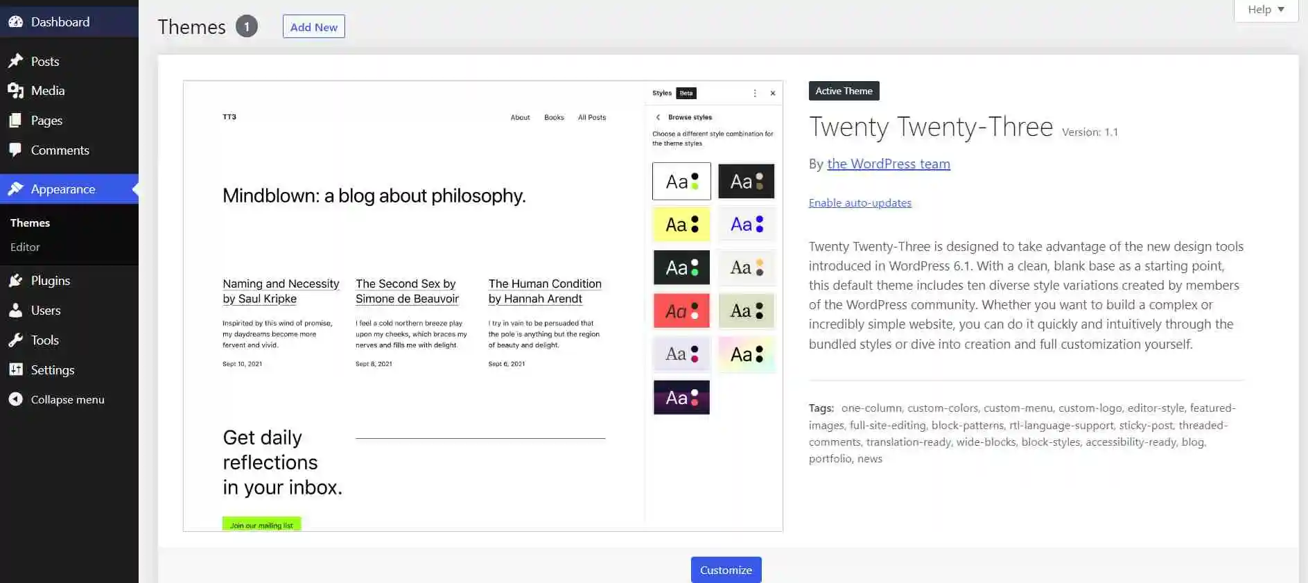 Installing New WordPress Theme
