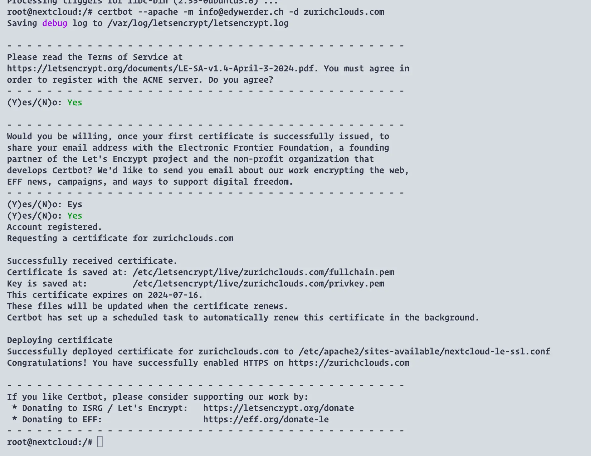 Letsencrypt certificate
