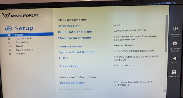 Minisforum Bios updated