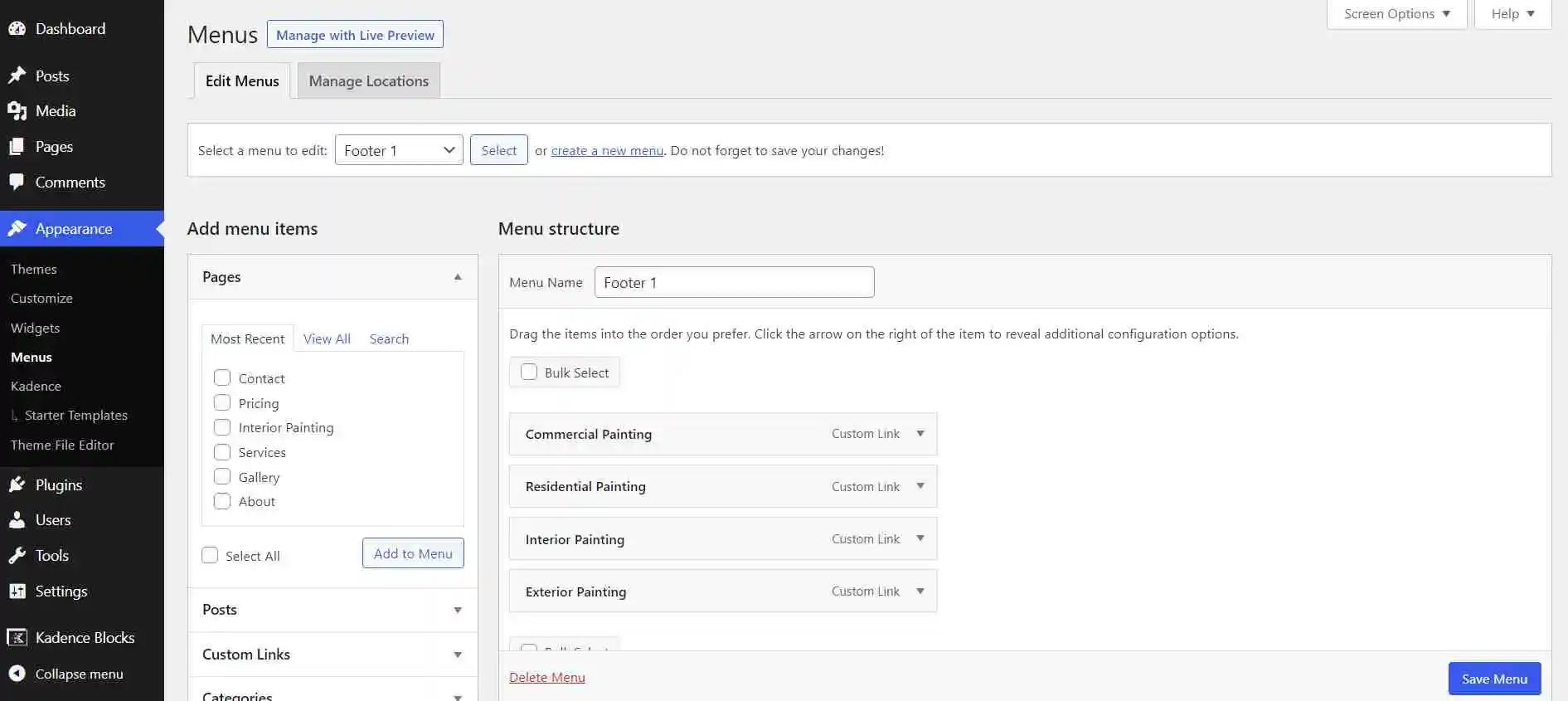 Modifying the Navigation Menu Using New WordPress Theme