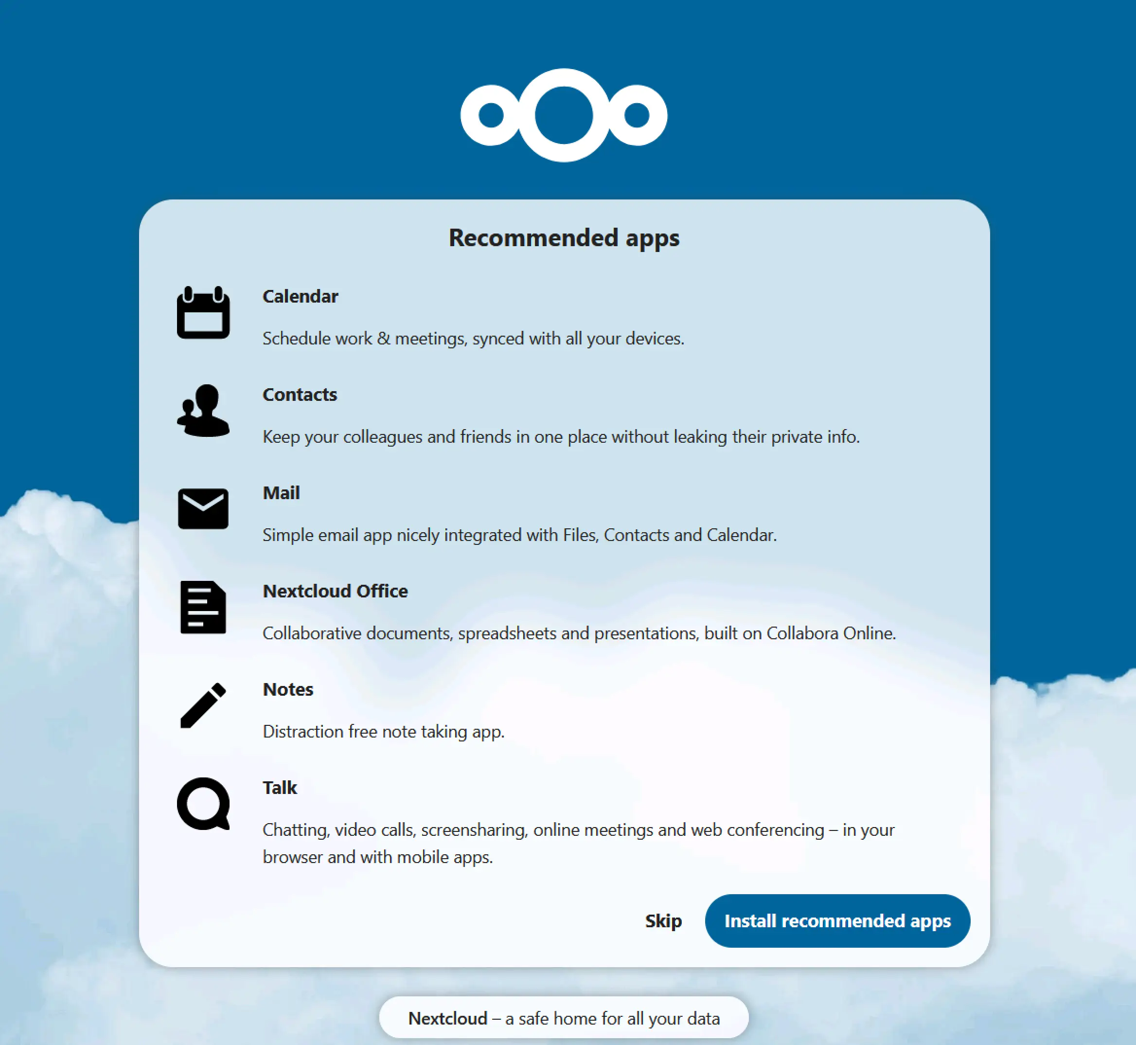 NextCloud recommended apps
