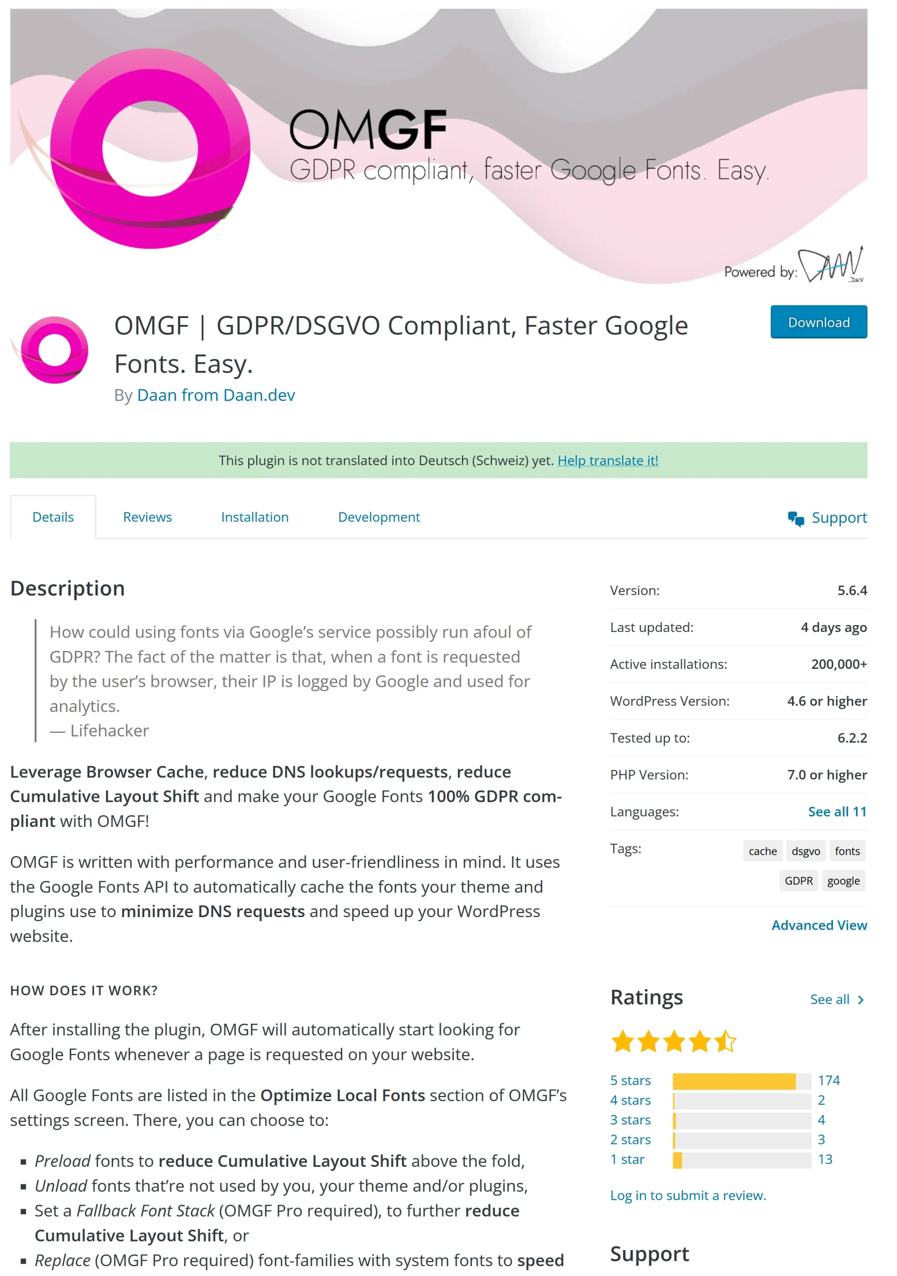 WordPress plugin OMGF