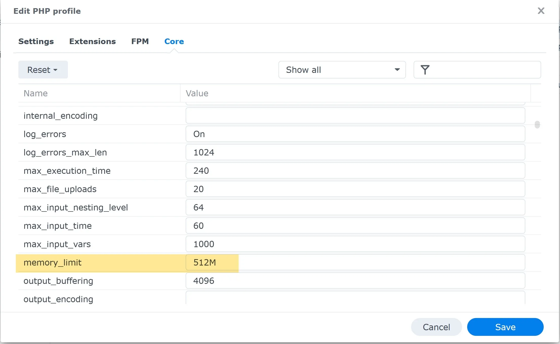 WordPress PHP settings