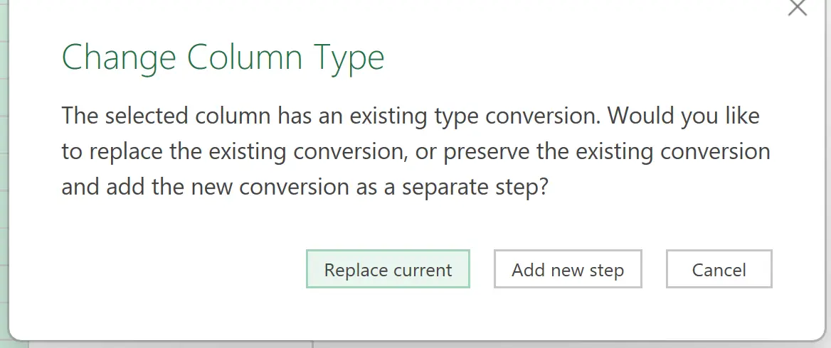 Power Query change column type