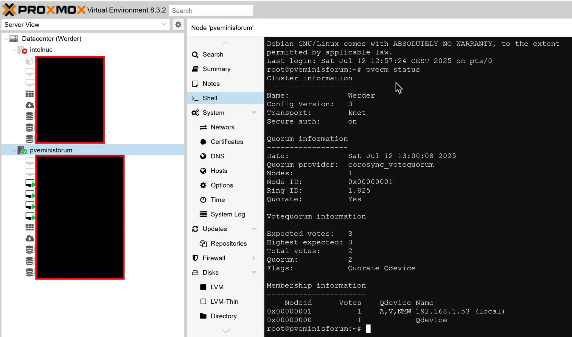 Proxmox GUI - one node is offline