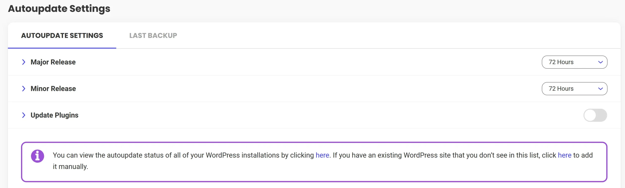 SiteGround autoupdate settings