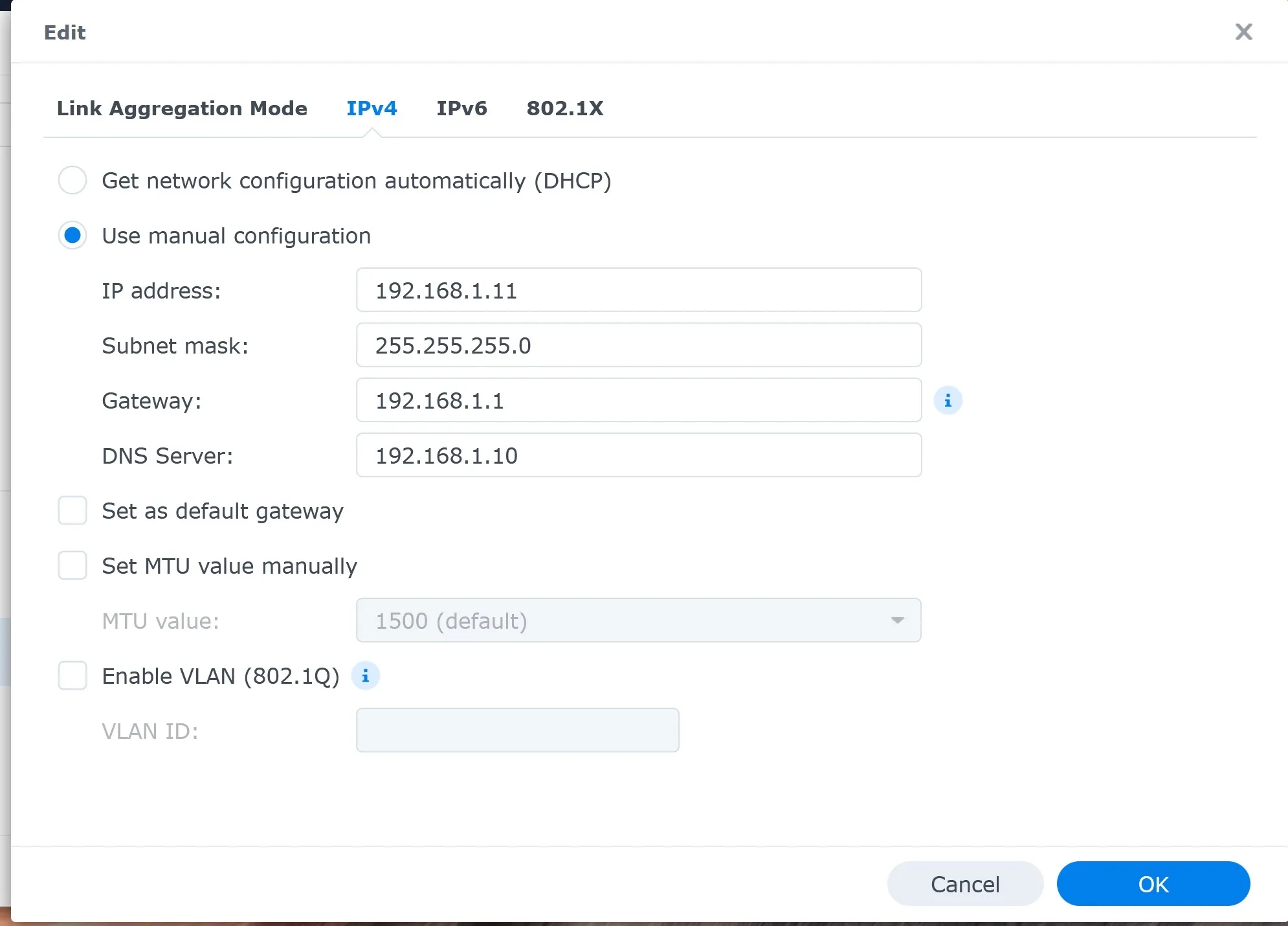 Synology IP4 address