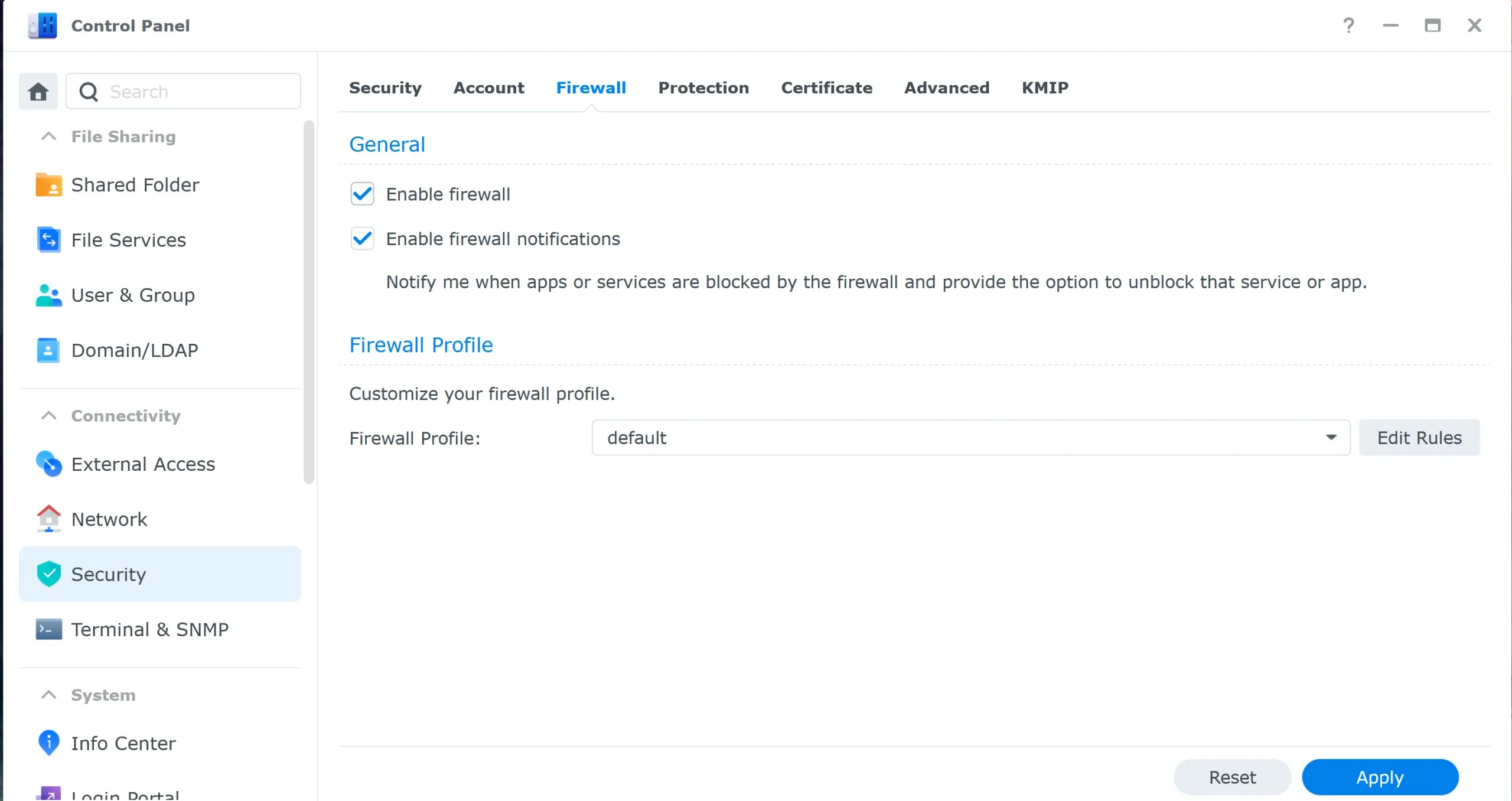 Synology enable firewall