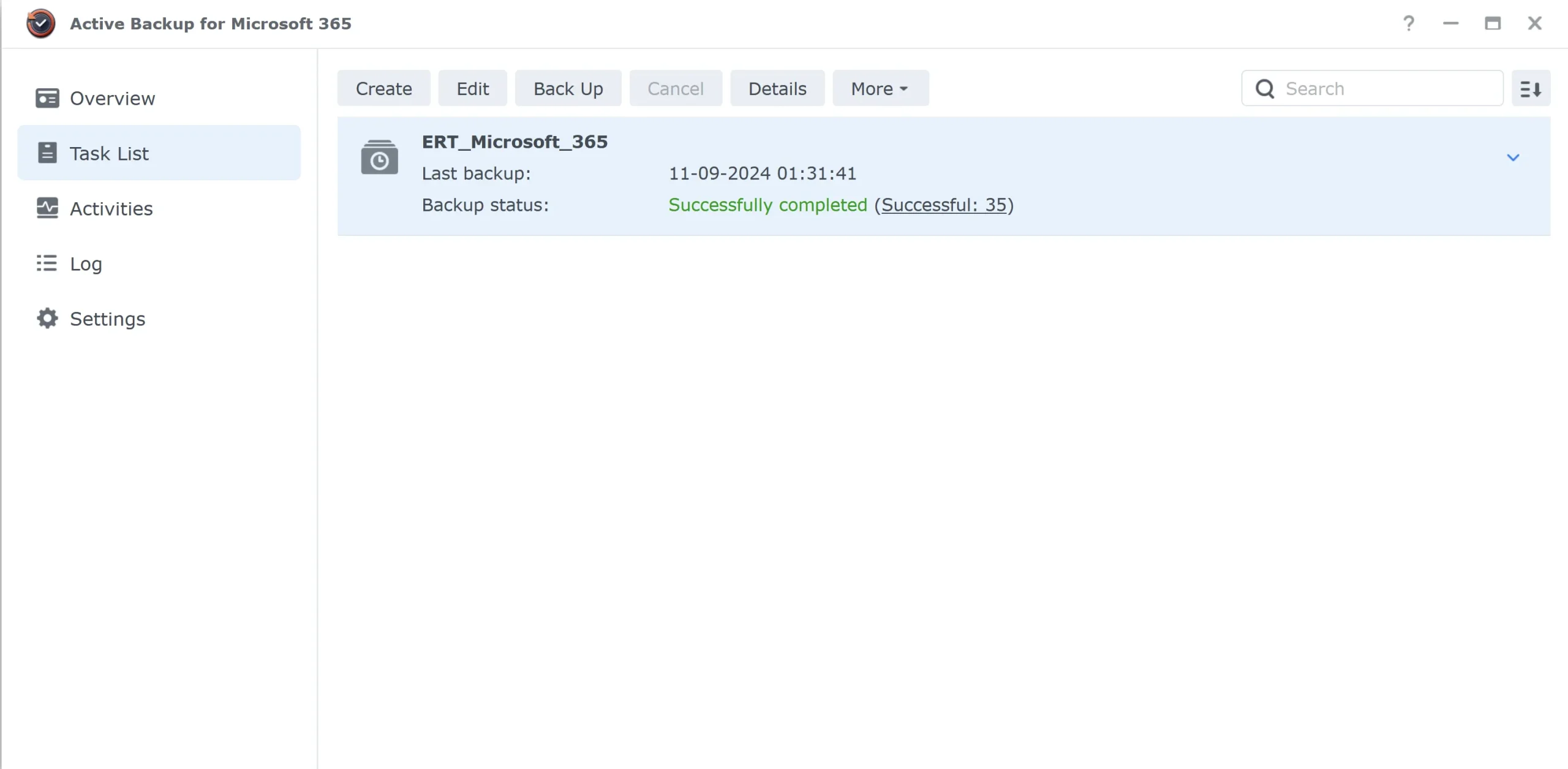 Active Backup 365 Task List