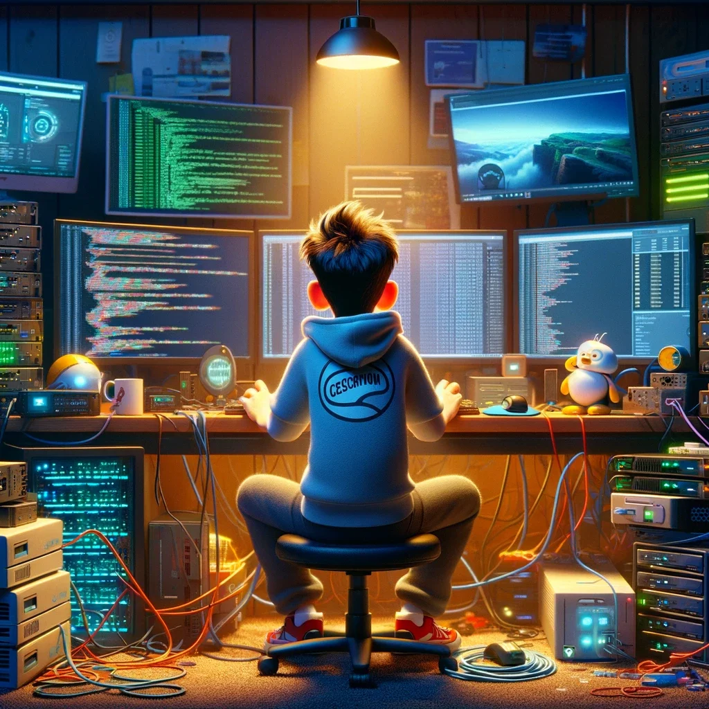 Tech guy working in a home lab