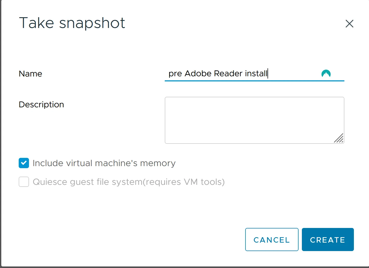 VMware take a snpashot