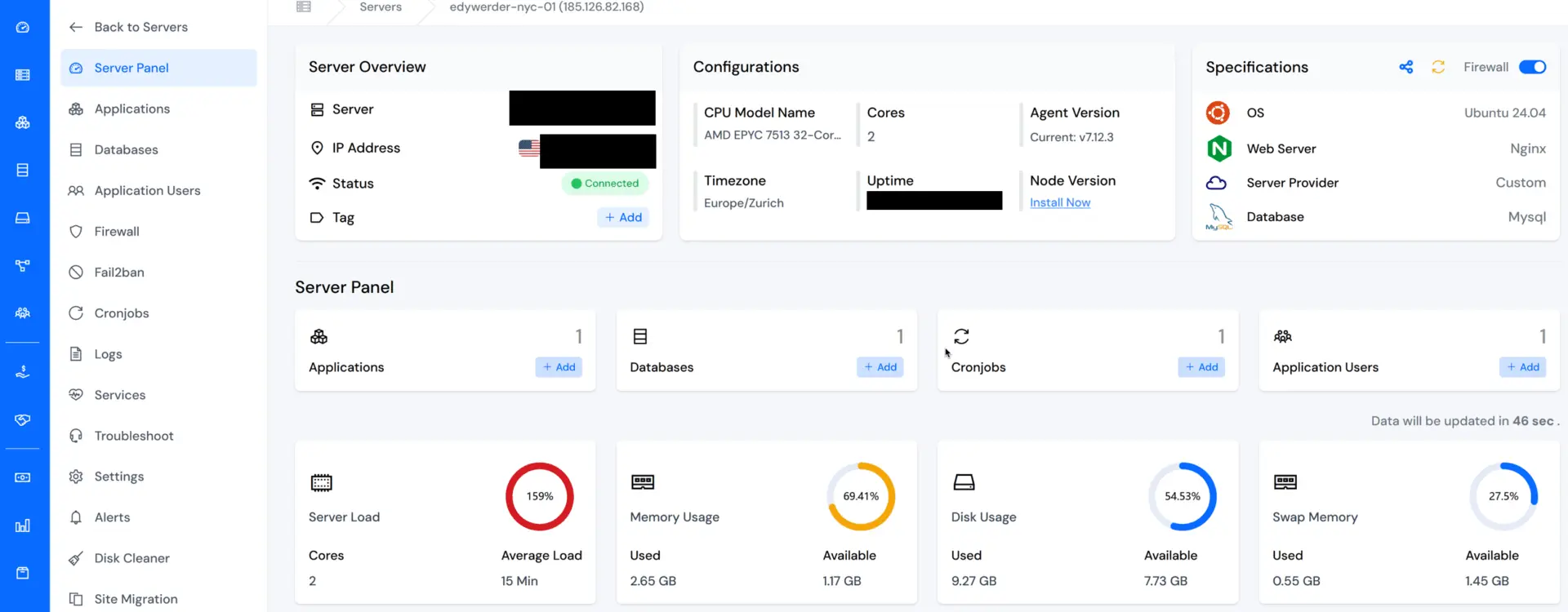 ServerAvatar - VPS Server Panel