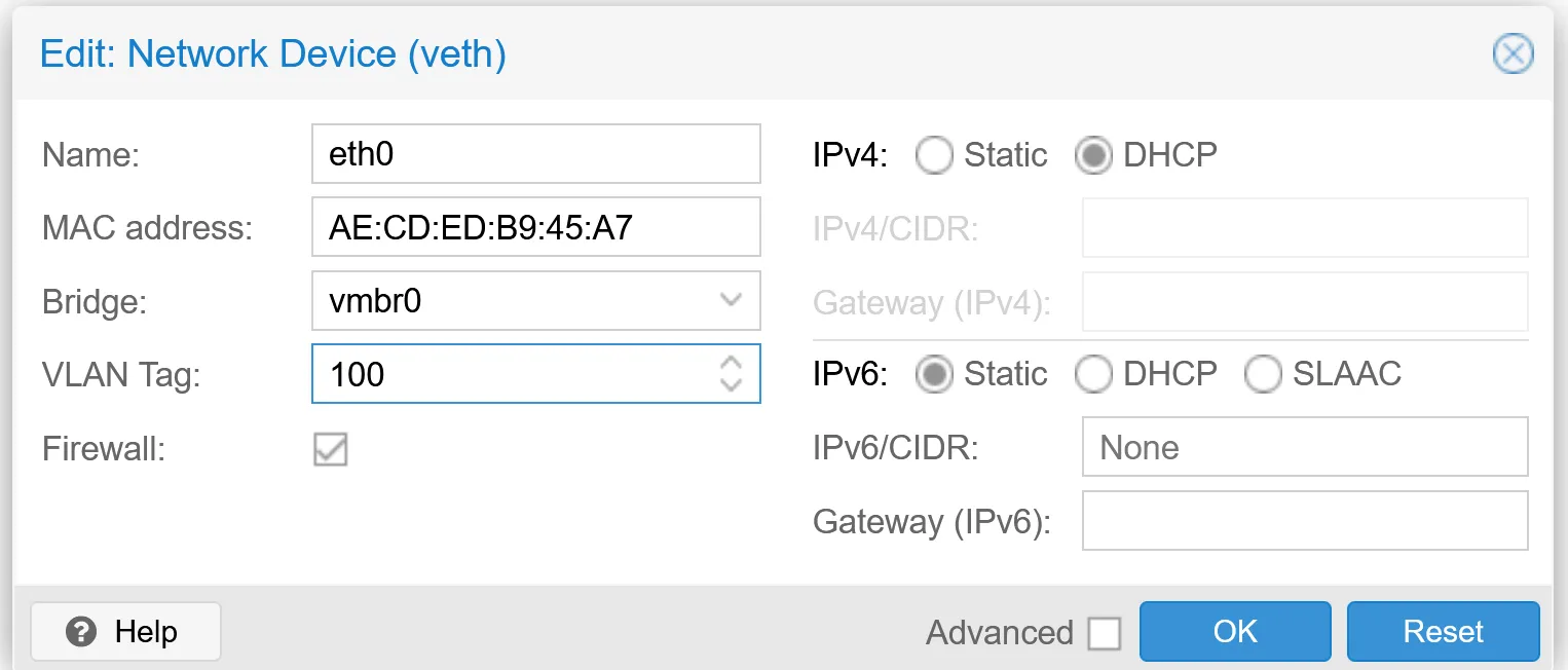 assign vlan id to VM