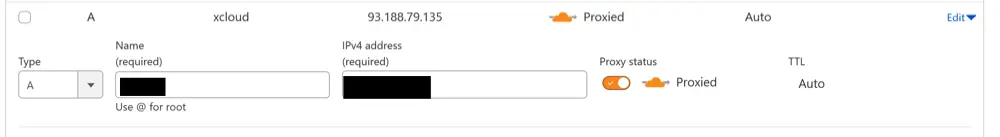 Cloudflare DNS - A record proxied