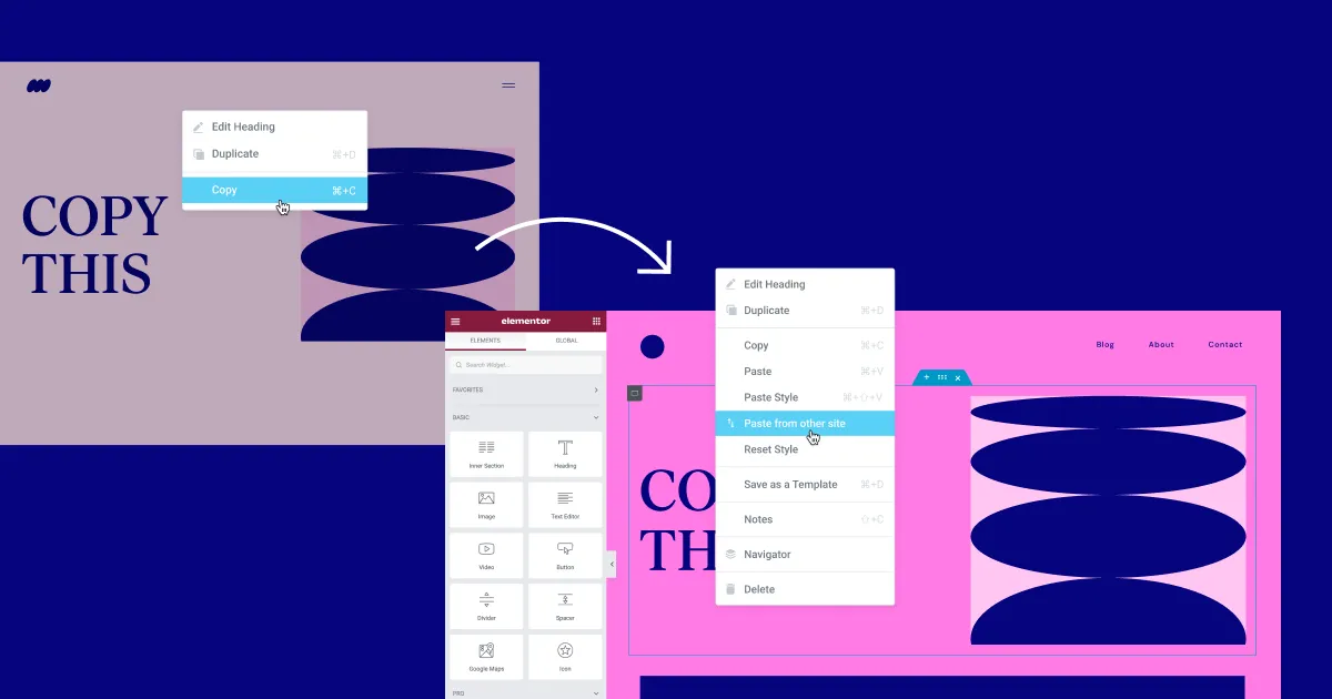 Elementor domain copy/paste
