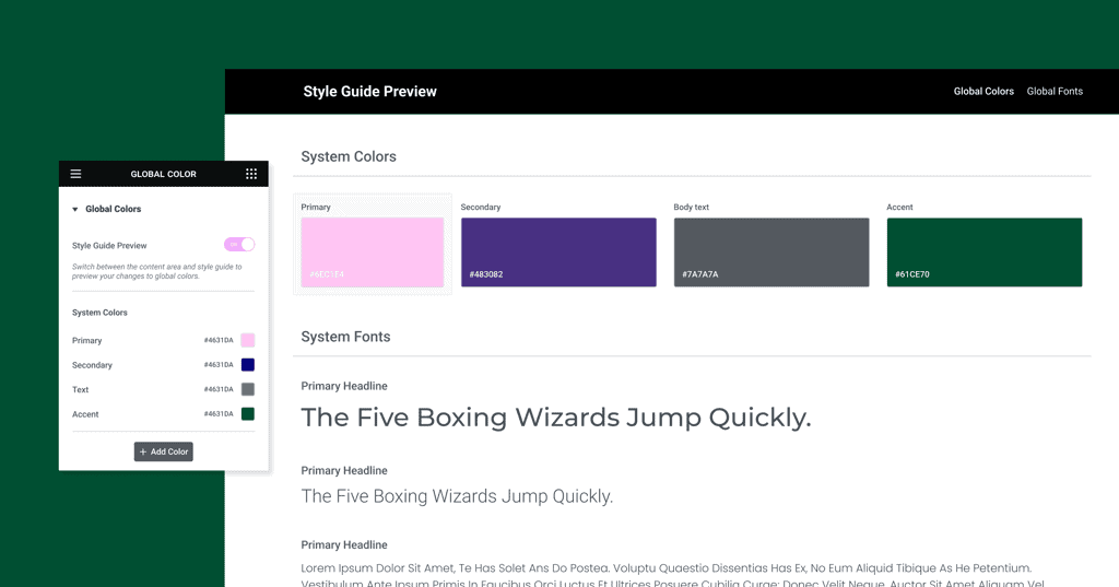 Global Style Preview