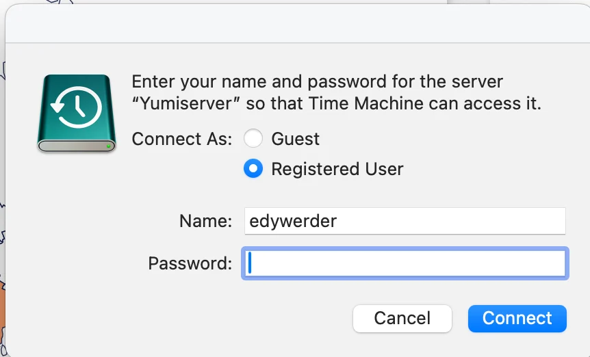 enter credentials for the Synology shared folder
