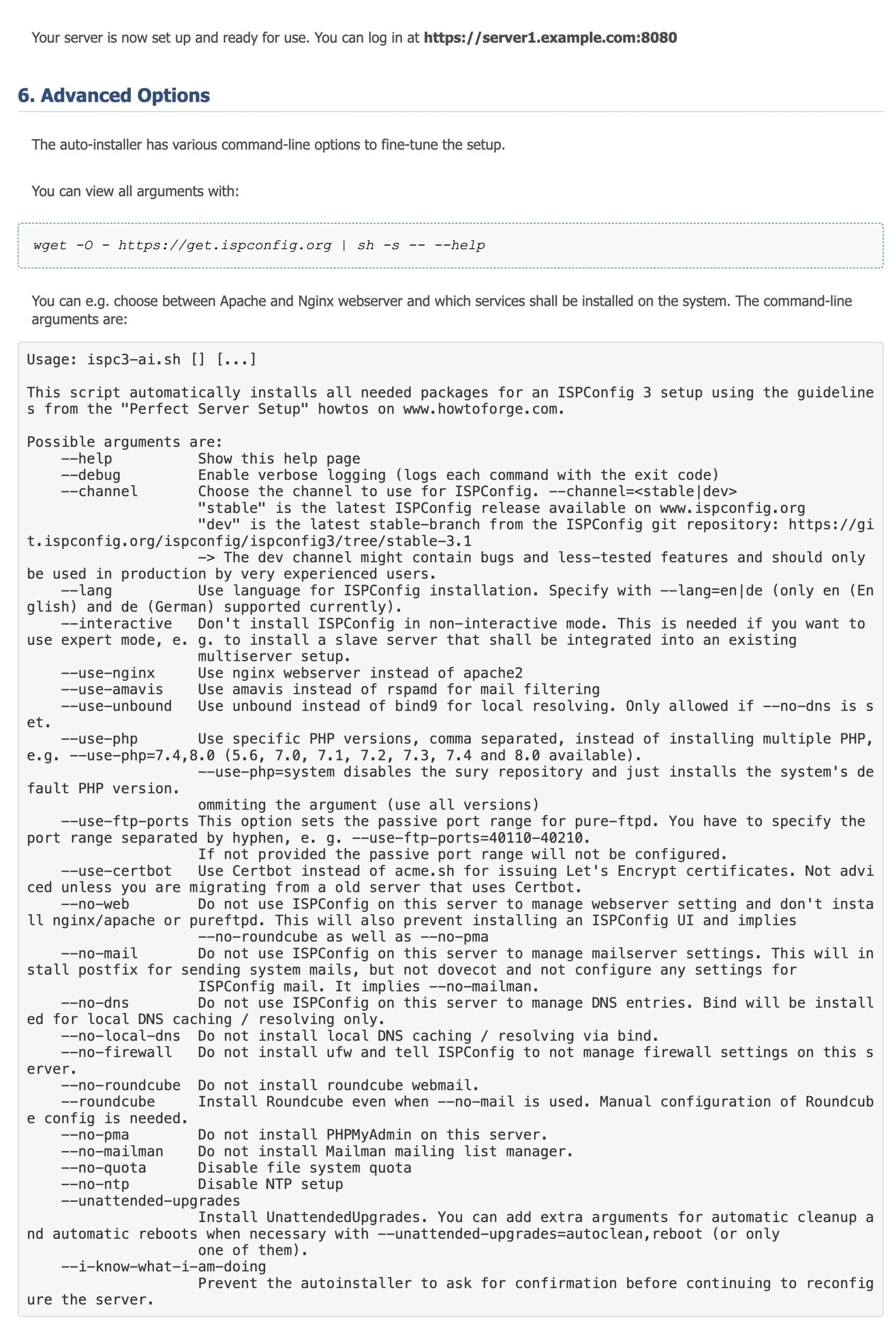 home lab dns server: ISPconfig advanced options