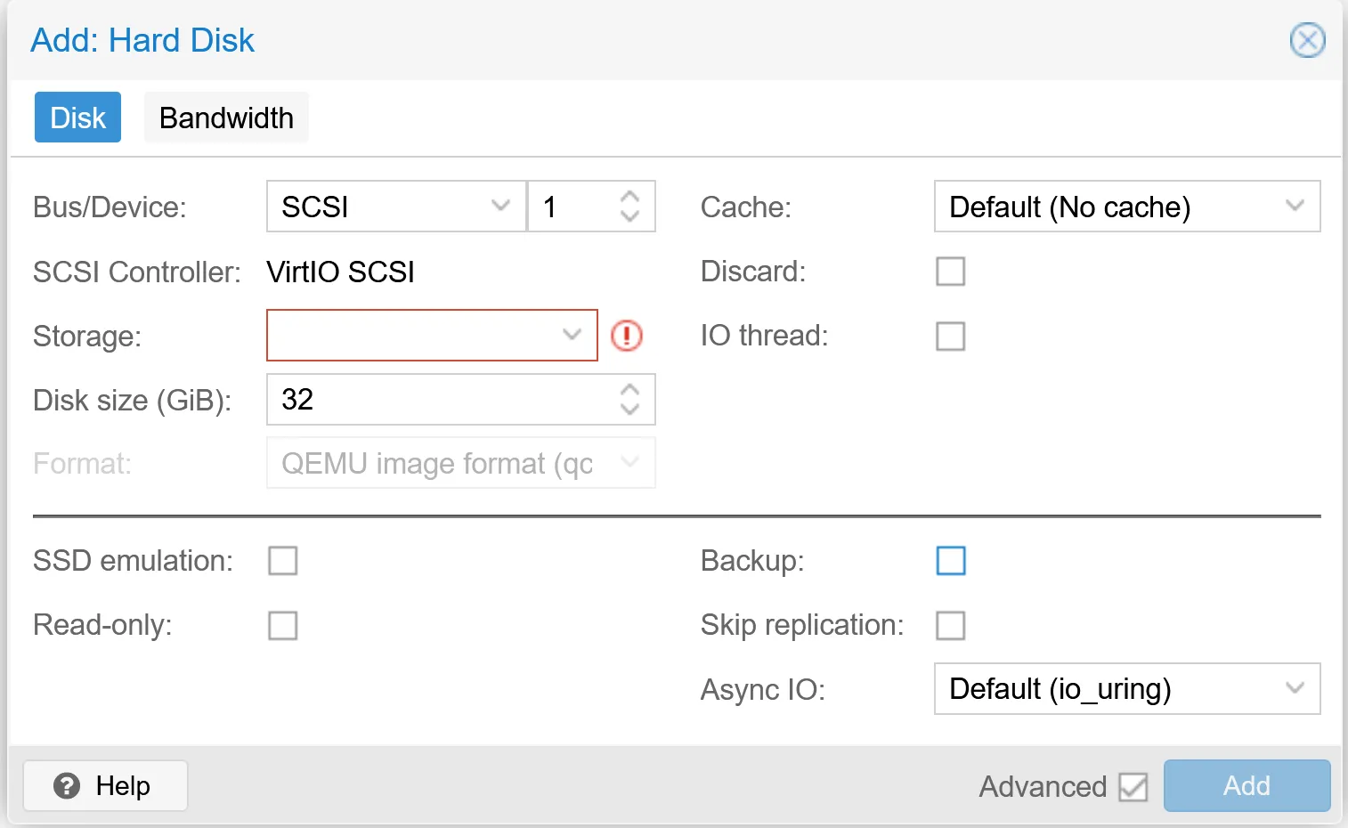Proxmox Disk Options