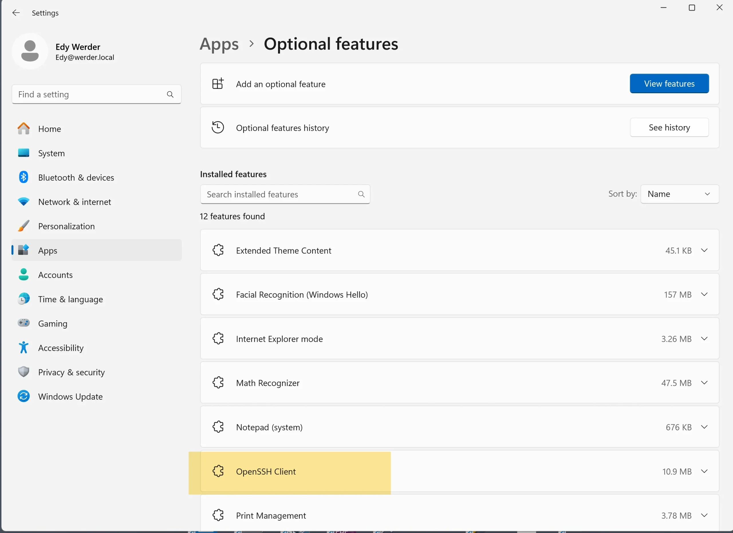 Windows 11 install OpenSSH client