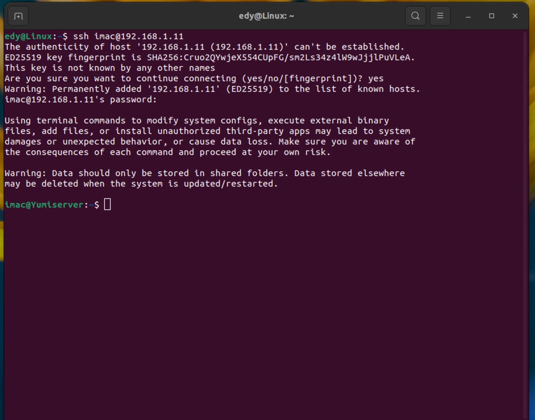 Terminal SSH in Linux