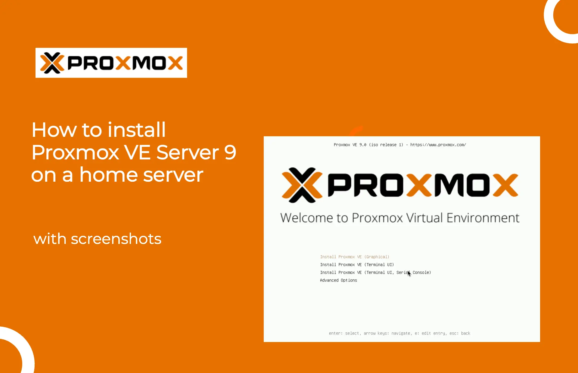 how to install Proxmox VE Server 9 on a home server
