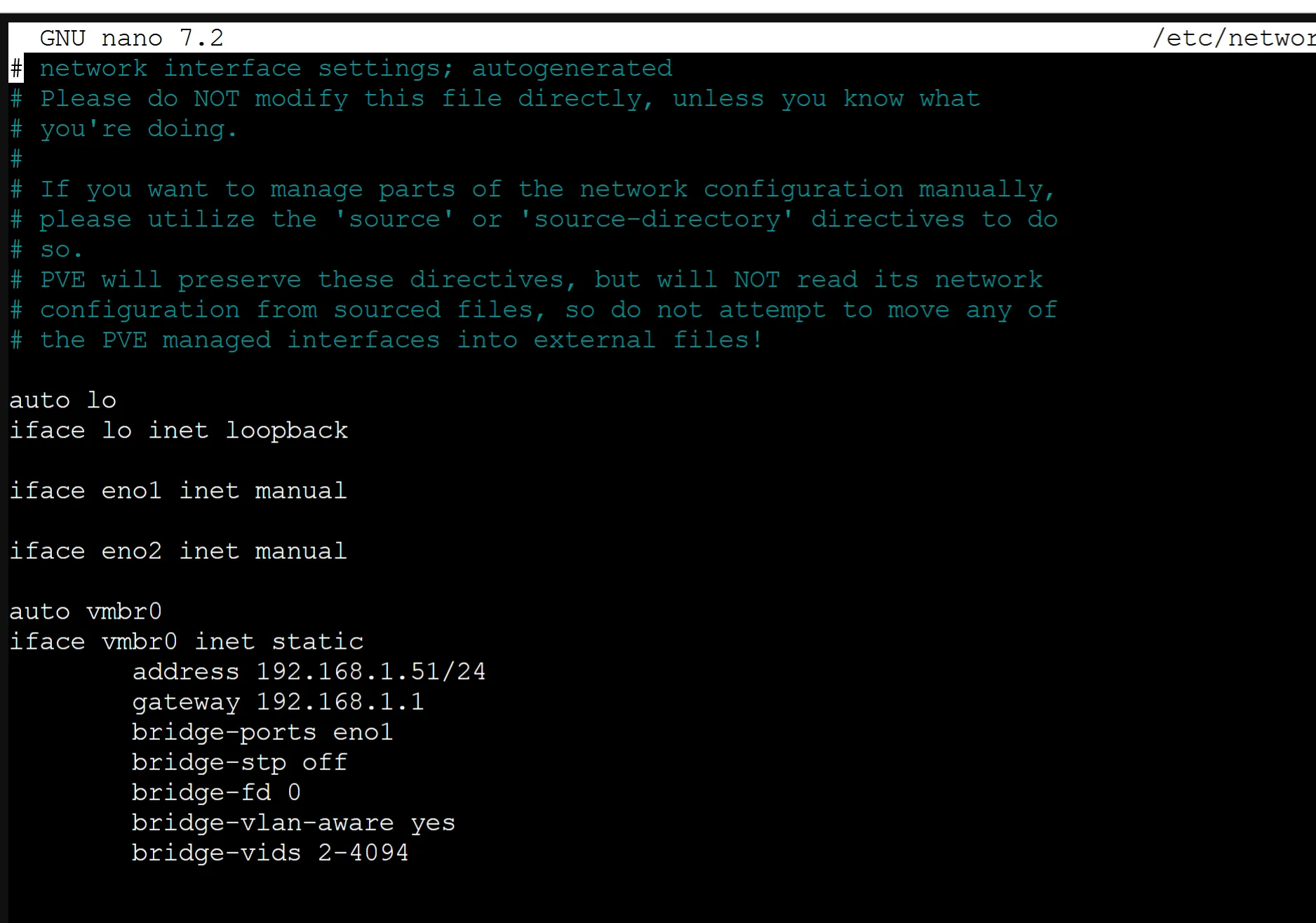 network interfaces after vlan aware