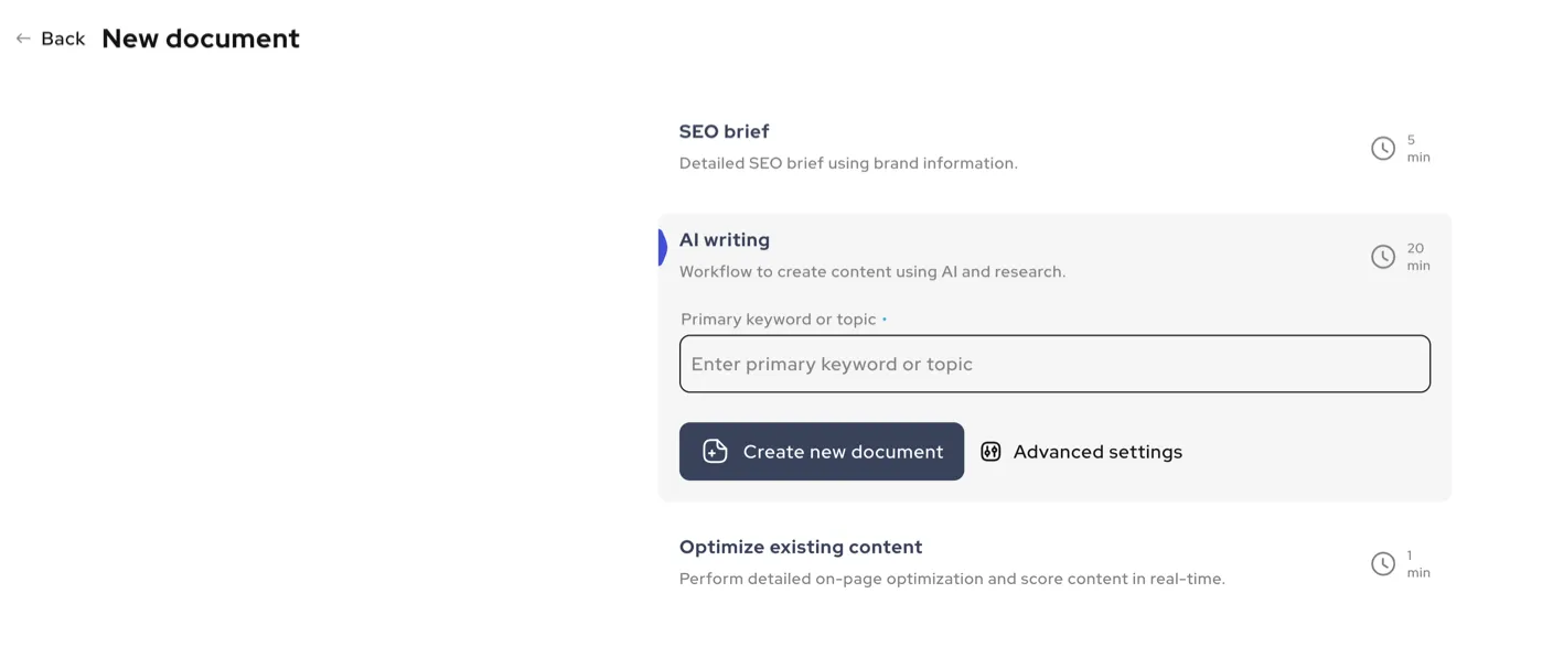 Outranking.io - new document copywriters