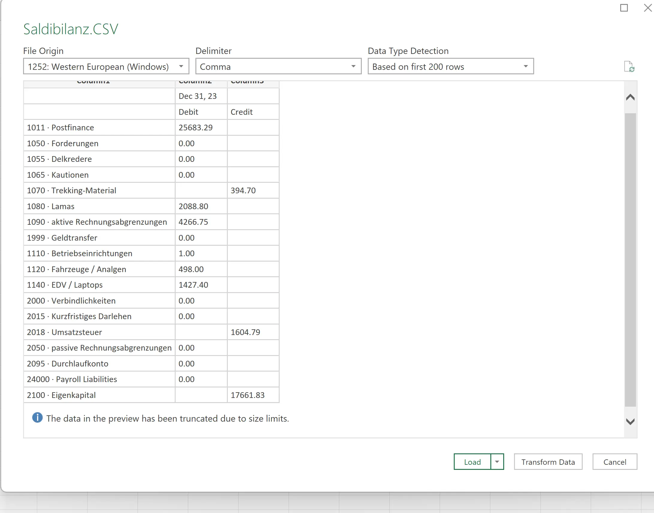 CSV import wizard